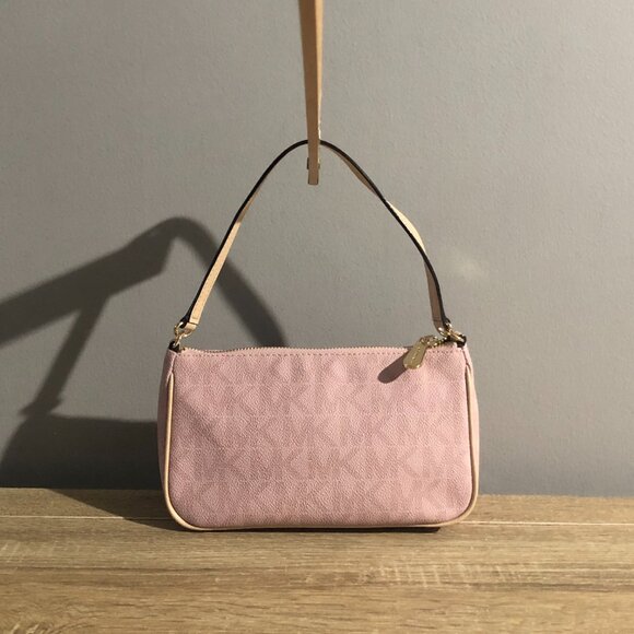 Michael Kors Monogram Mini Apricot Pink Shoulder Crossbody Bag - Picture 2 of 14